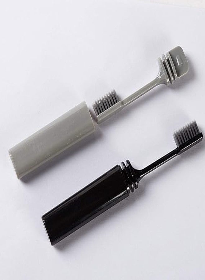 PIXELERA Travel Folding Toothbrush - 2 Pack (Black & Grey) | Soft Bristles | Compact & Foldable for Travel, Office, Camping - Image 4